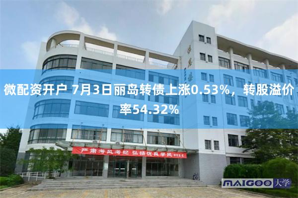 微配资开户 7月3日丽岛转债上涨0.53%，转股溢价率54.32%